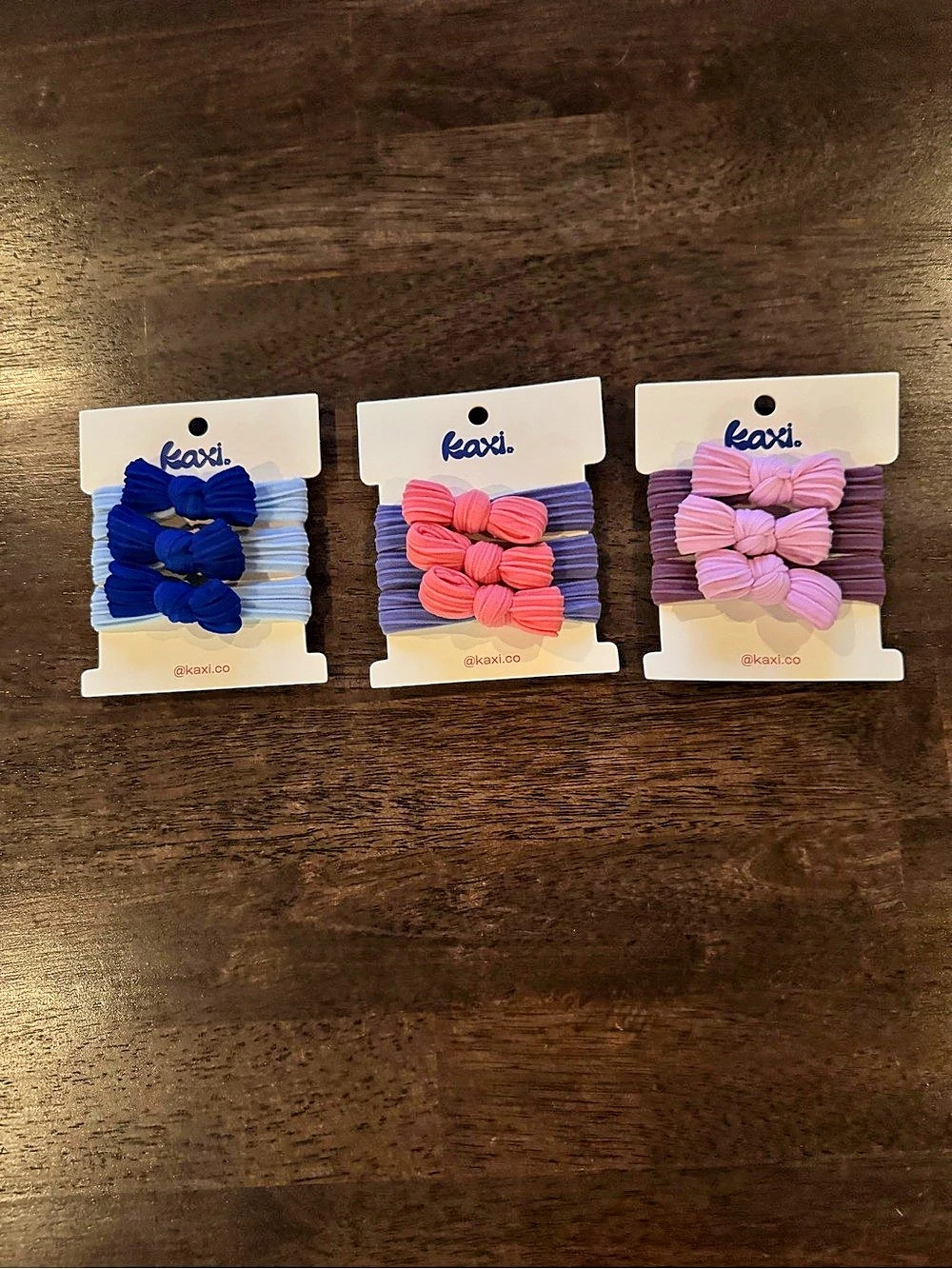 Kaxi Oversized Bow Slick Back Ponytails Bow Ponytail Sets Blue & Pink 3 pack